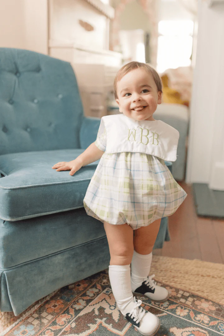 TSF x Shelby Back Blue and Green Plaid Bib Bubble