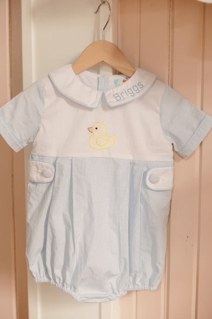 TSF x Shelby Back Shadow Embroidery Duck Blue Gingham Bubble