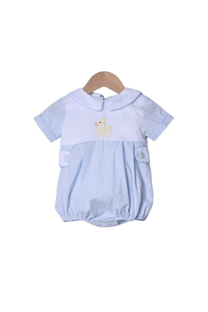 TSF x Shelby Back Shadow Embroidery Duck Blue Gingham Bubble - Image 3