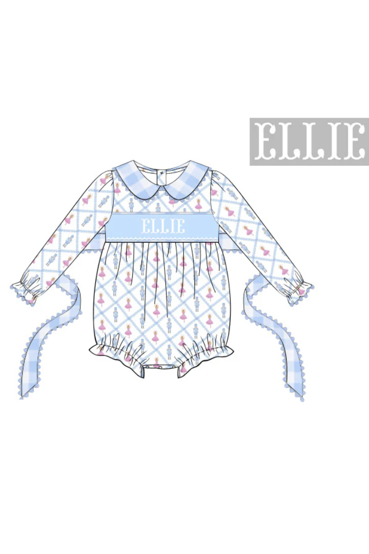 Pre-Order Hand Smocked Custom Name Nutcracker Bubble