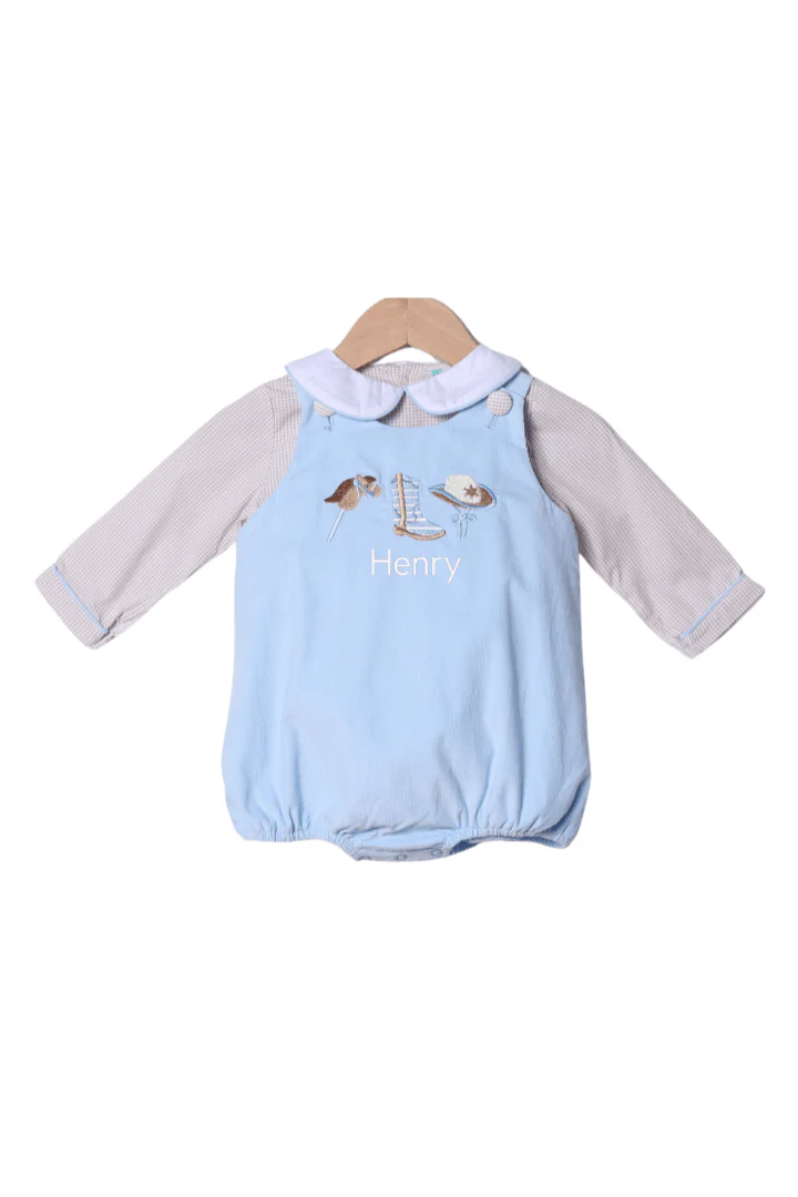 Cowboy Blue Long Sleeve Corduroy Bubble Set