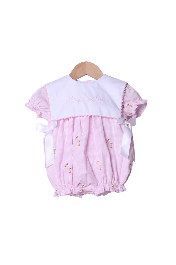 Embroidered Big Sister Stork Bib Bubble