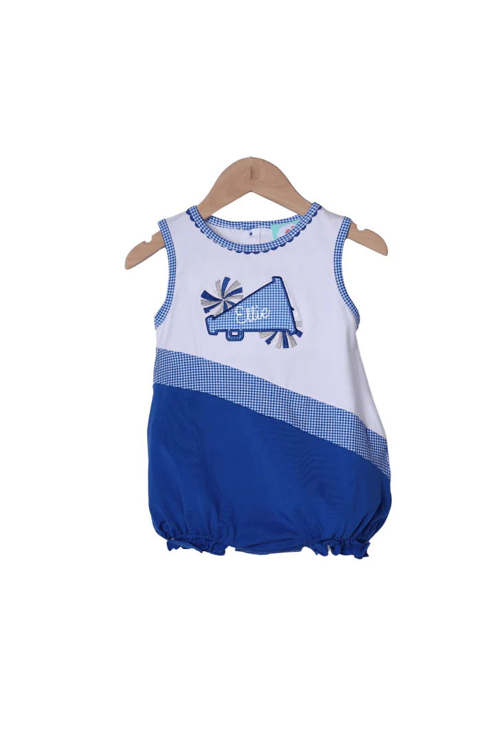 Embroidered Cheer Blue and White Bubble