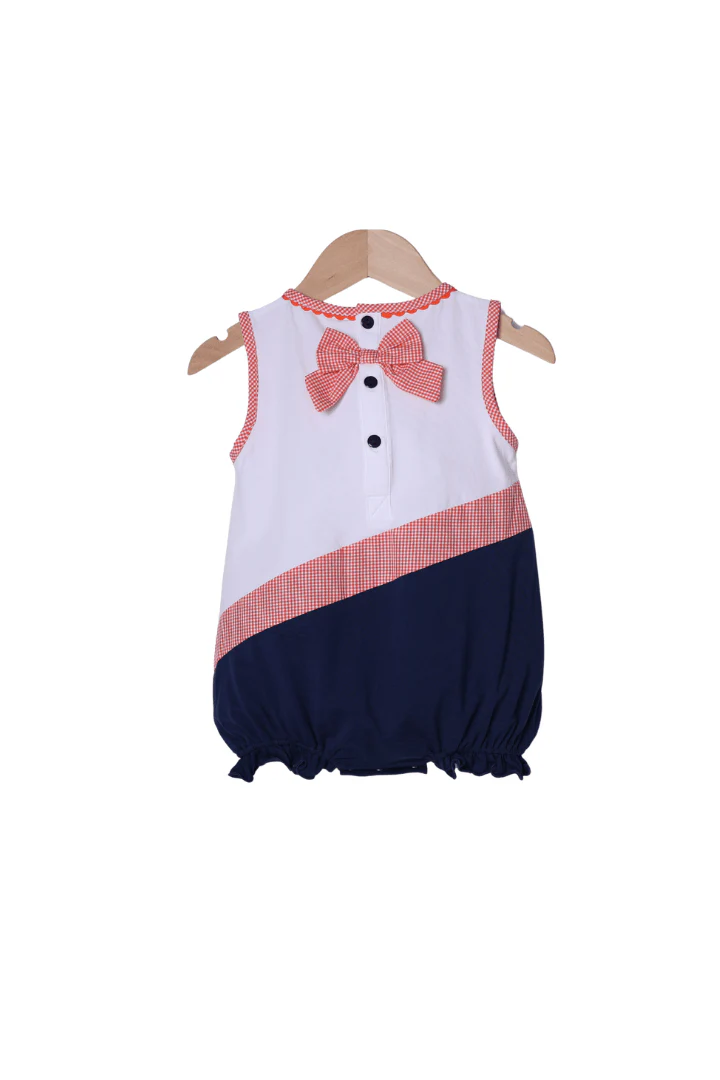 Embroidered Cheer Navy and Orange Bubble - Image 2