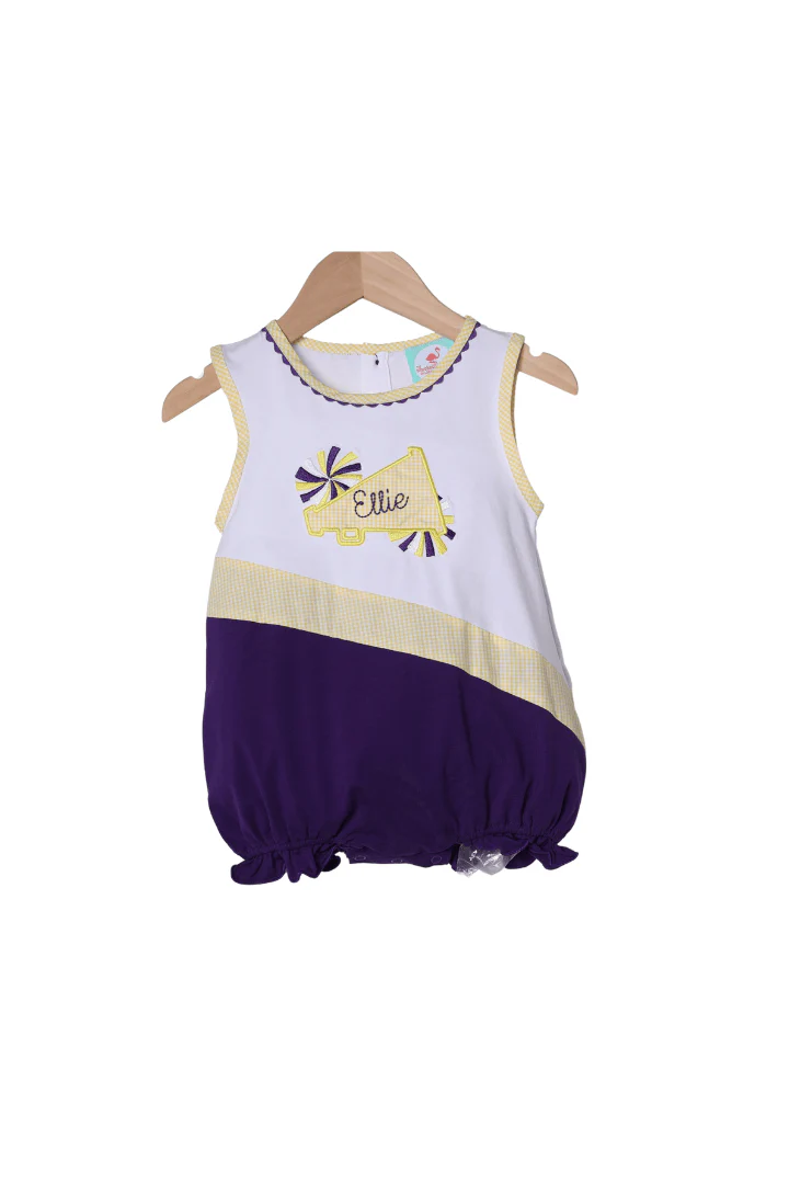 Embroidered Cheer Purple and Yellow Bubble