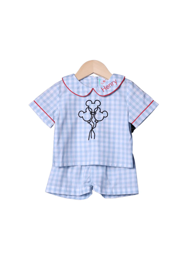 Embroidered Magical Mouse Balloons Short Set