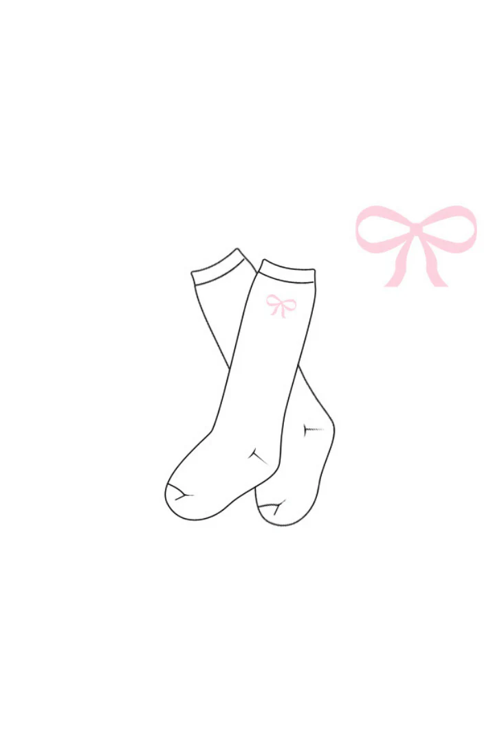 Embroidered Pink Bow Socks - Image 2
