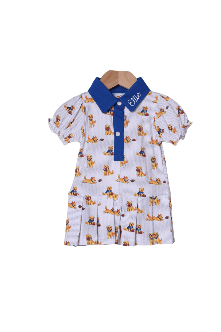 Football Pup Blue and White Dress