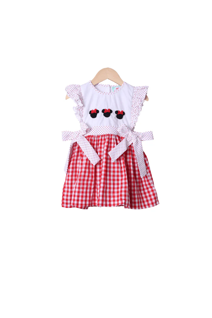 French Knot Mouse Red Gingham Dress