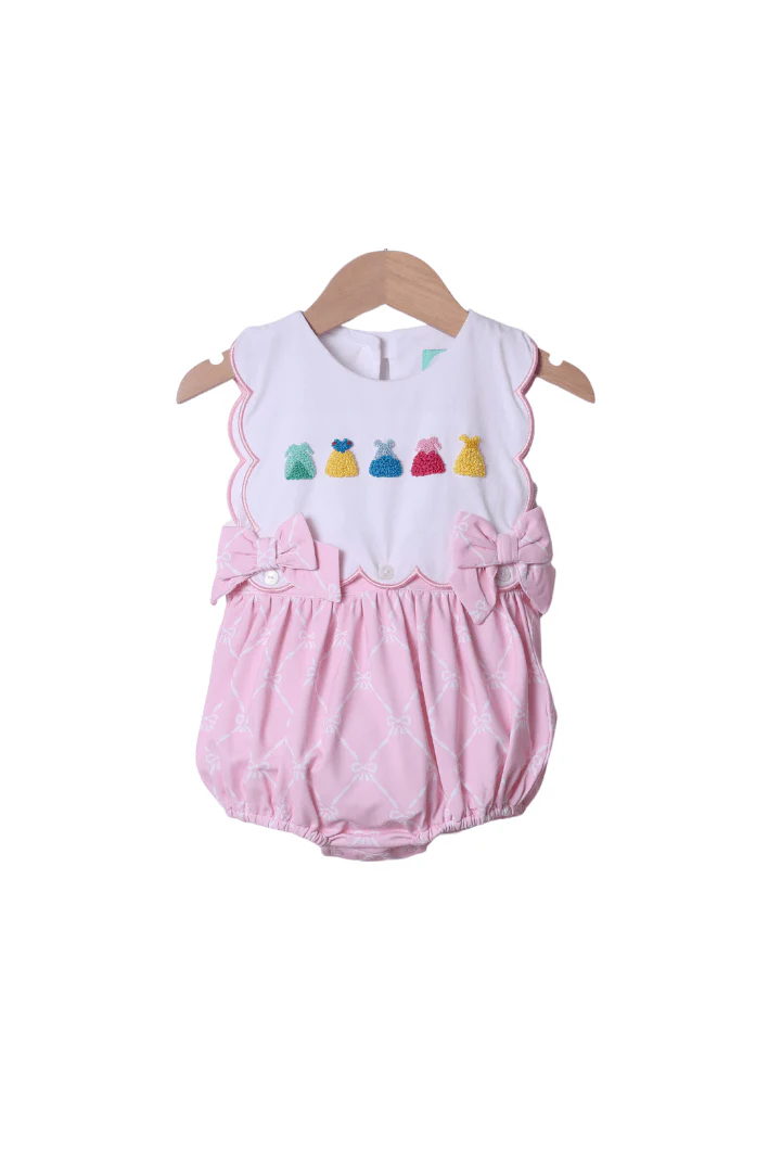 French Knot Princess Pink Trellis Bow Bubble