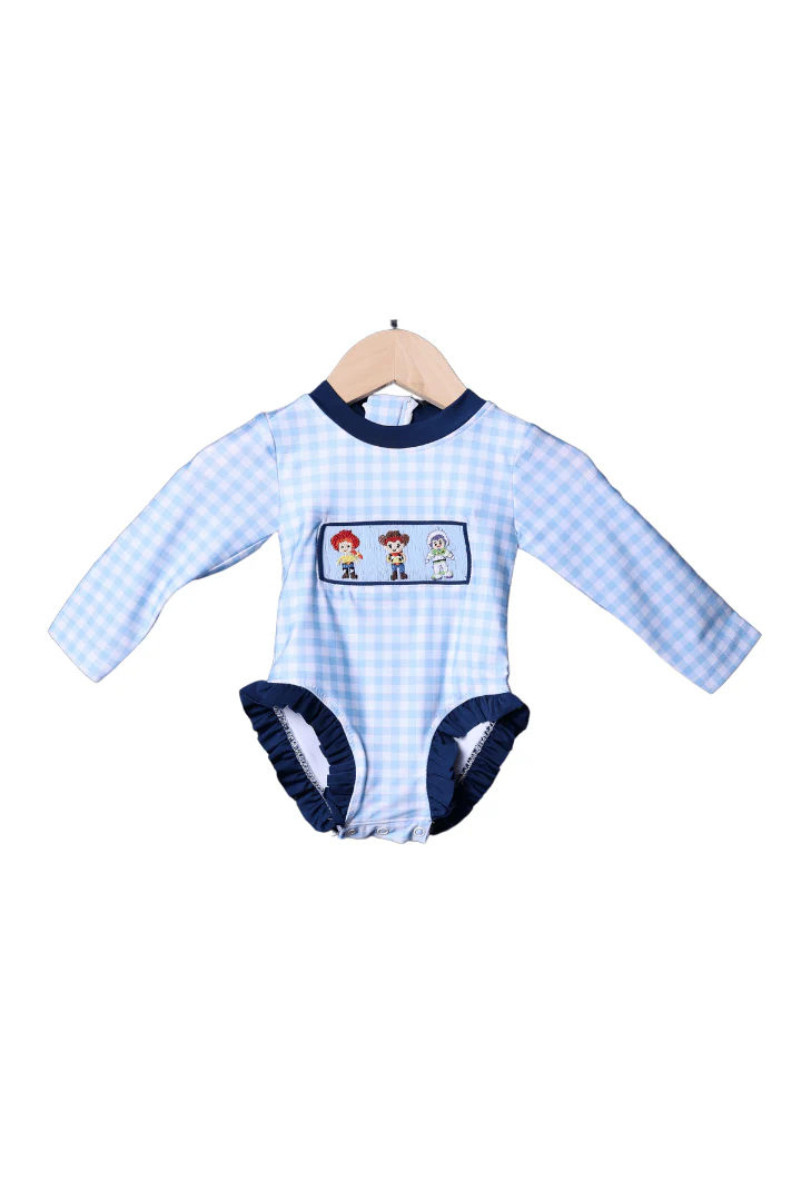 Hand Smocked Cowboy And Friends Swimsuit