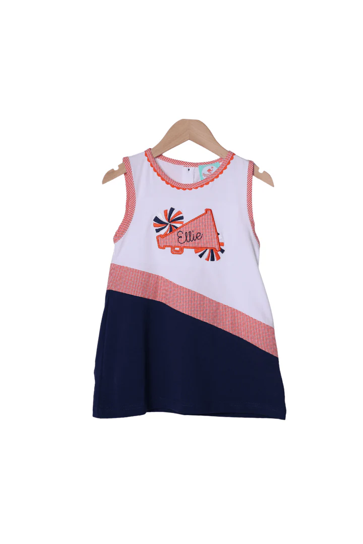 Navy and Orange Embroidered Cheer Dress
