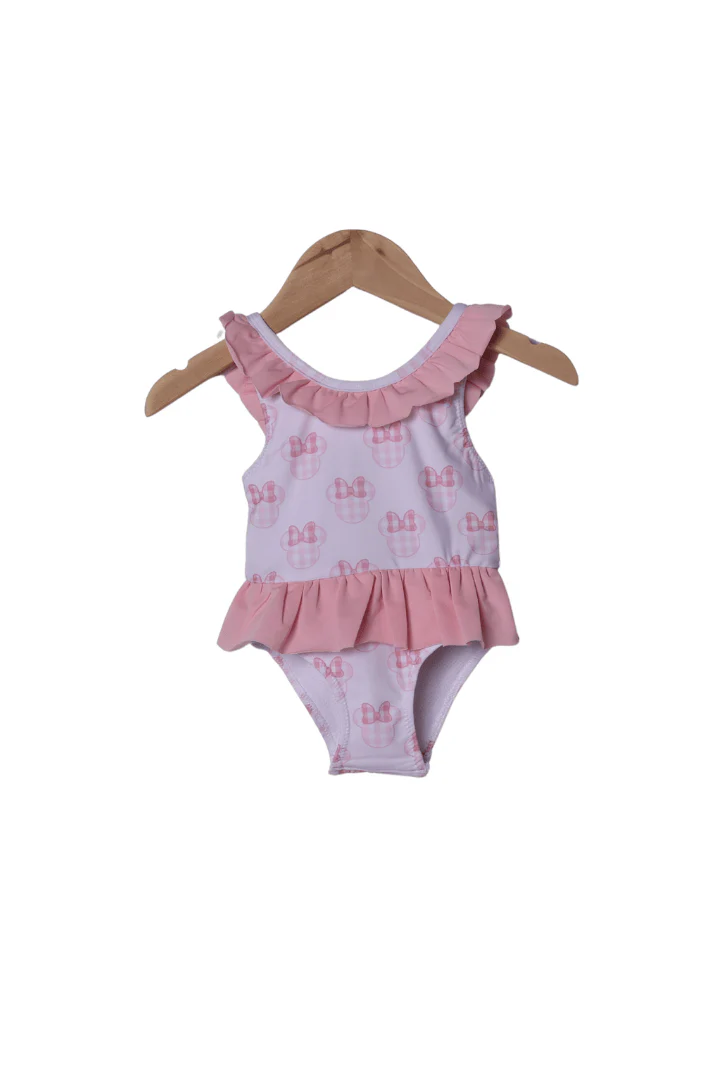 Pink Gingham Mouse Ruffle Swimsuit