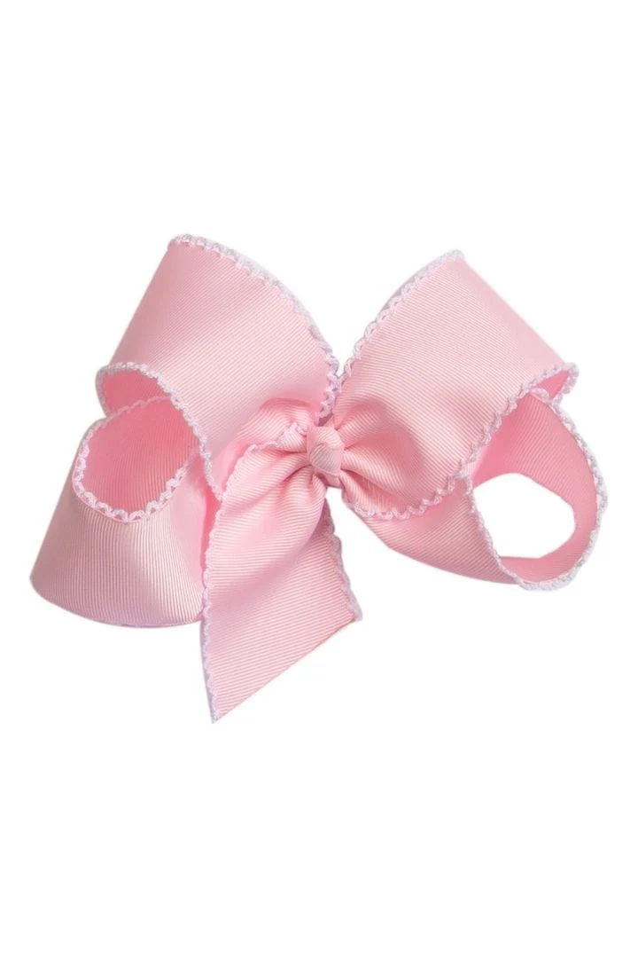 Scalloped Edge Grosgrain Bow Pink