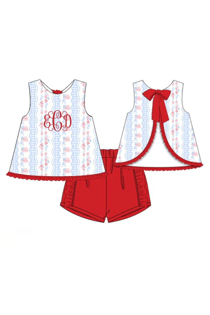 All American Girl Red and Blue Short Set - Image 3