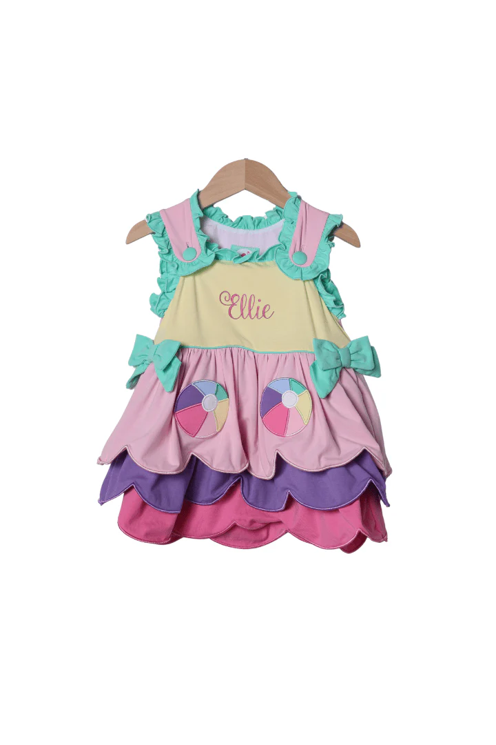 Applique Beach Ball Color Block Dress