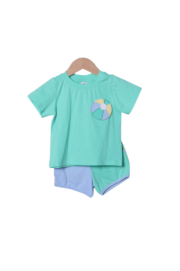 Applique Beach Ball Color Block Short Set