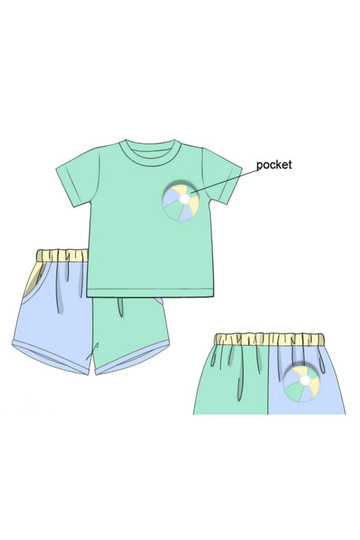 Applique Beach Ball Color Block Short Set - Image 3