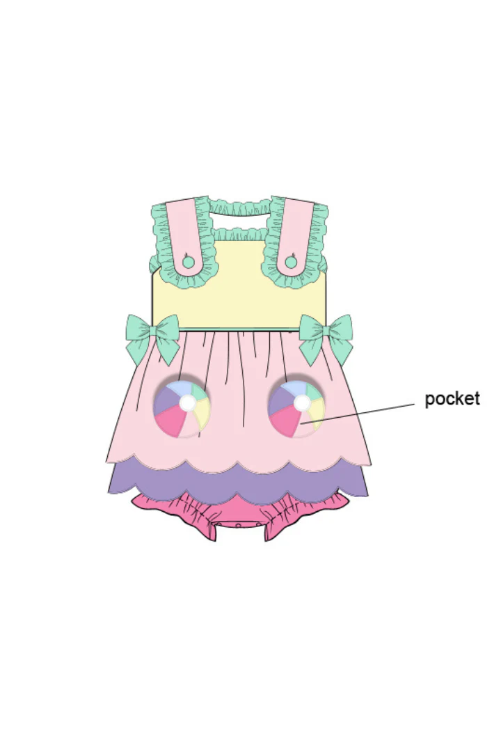 Applique Beach Ball Color Block Skirted Bubble - Image 2