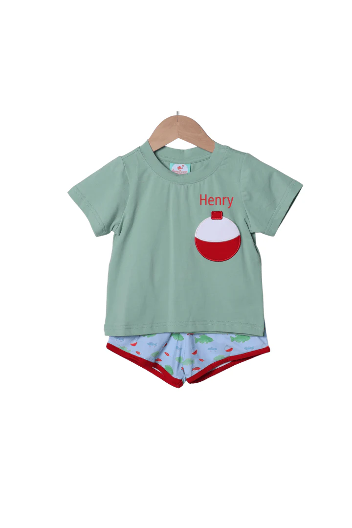 Applique Fishing Bobber Short Set