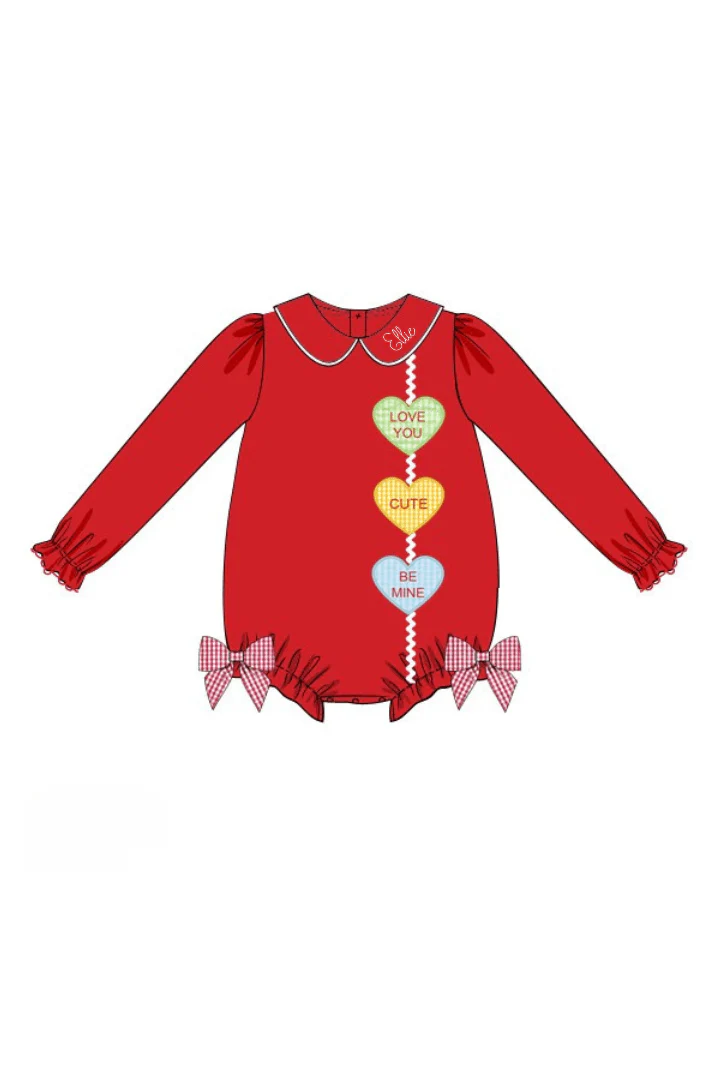 Applique Conversation Heart Red Knit Bubble - Image 2