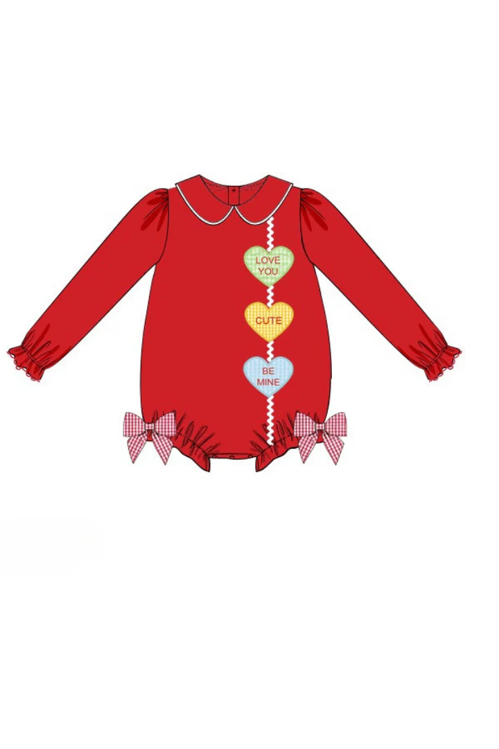 Applique Conversation Heart Red Knit Bubble - Image 3