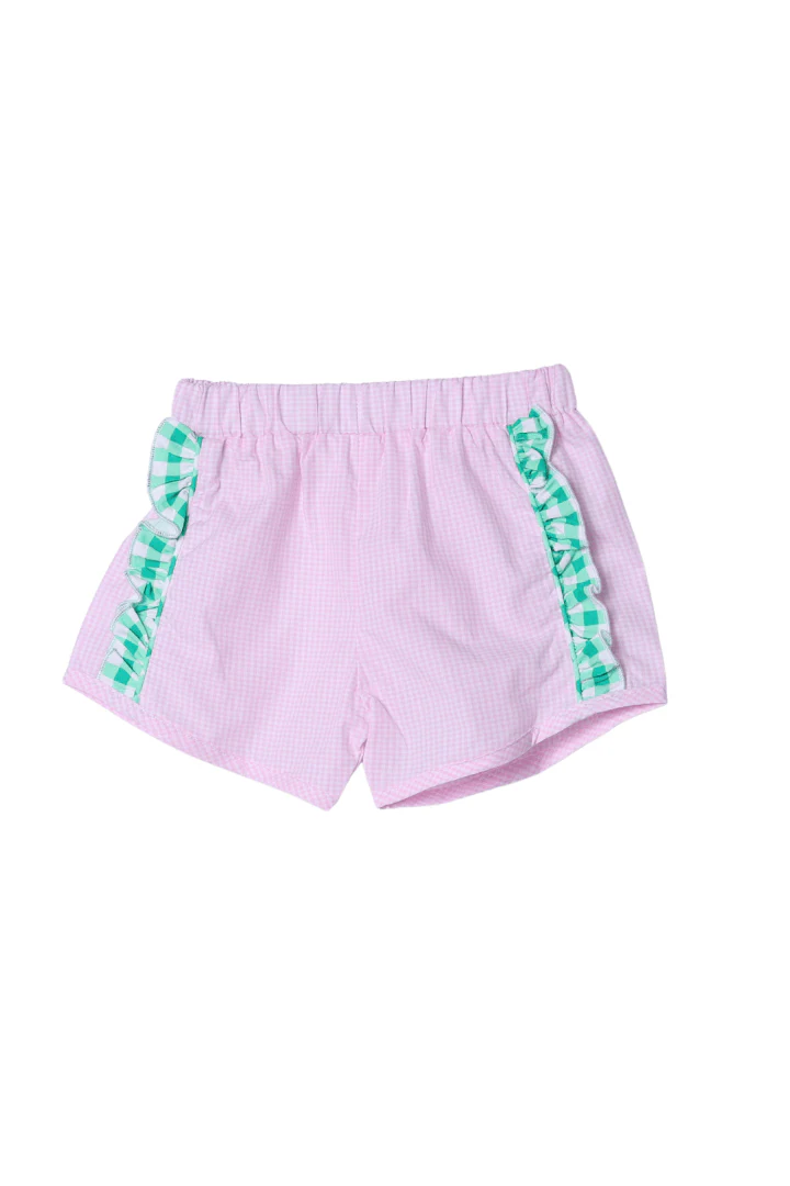 Applique Golf Cart Green/Pink Gingham Short Set - Image 2
