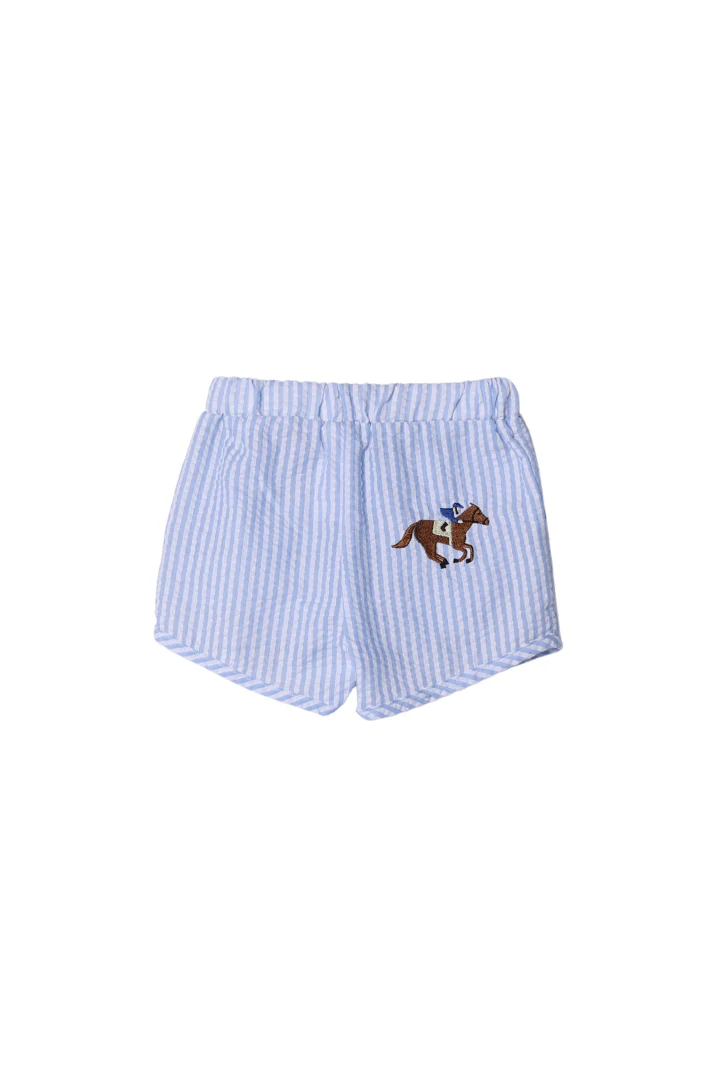 Applique Jockey Silks Blue Seersucker Short Set - Image 2