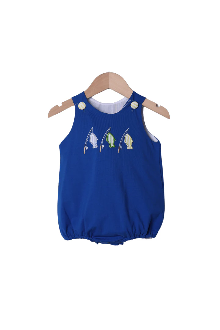 Applique Let's Go Fishing Royal Blue Bubble