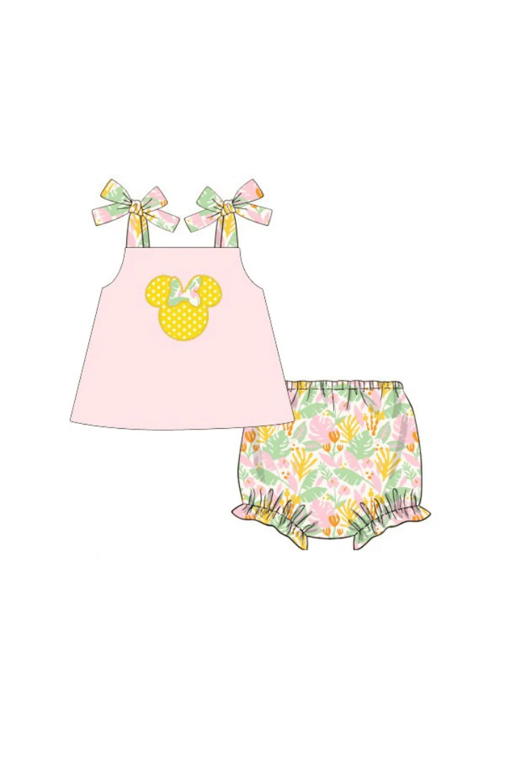 Applique Mouse Pink Tropical Bloomer Set - Image 3
