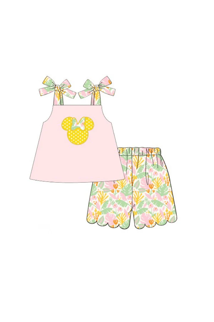 Applique Mouse Pink Tropical Short Set - Image 3