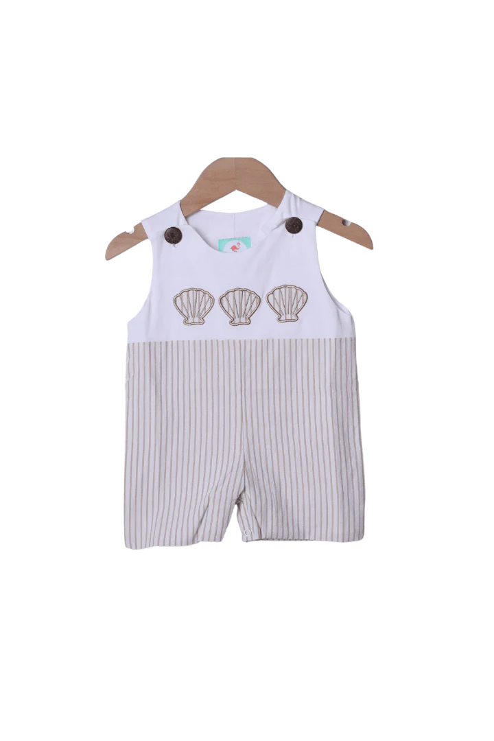 Applique Sea Shell Khaki Pinstripe Jon Jon