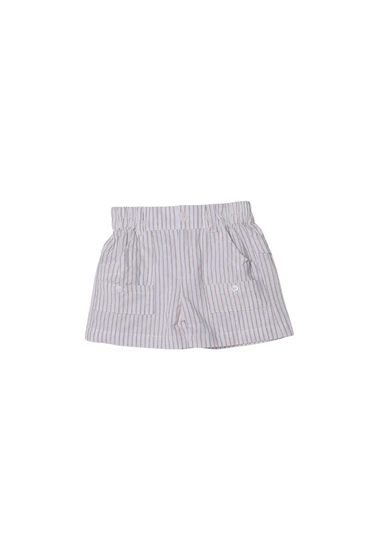Applique Sea Shell Khaki Pinstripe Short Set - Image 2