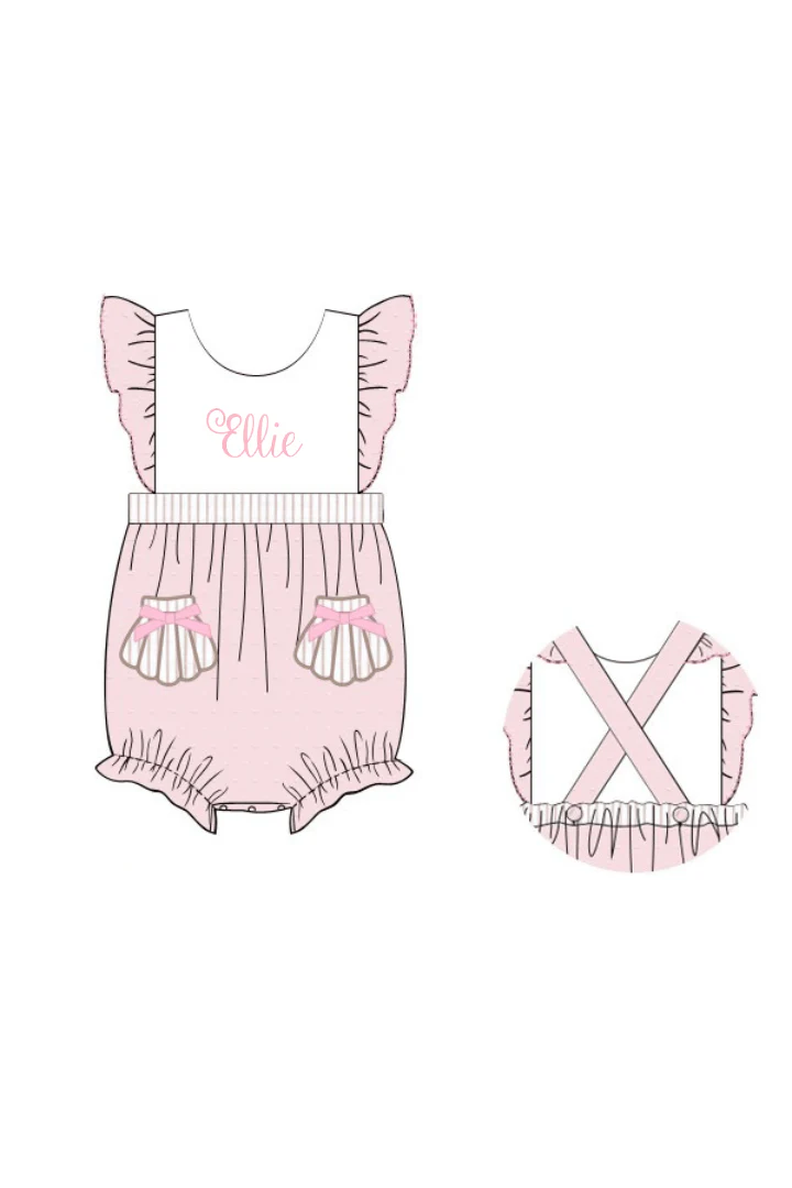 Applique Sea Shell PInk Swiss Dot Bubble - Image 3