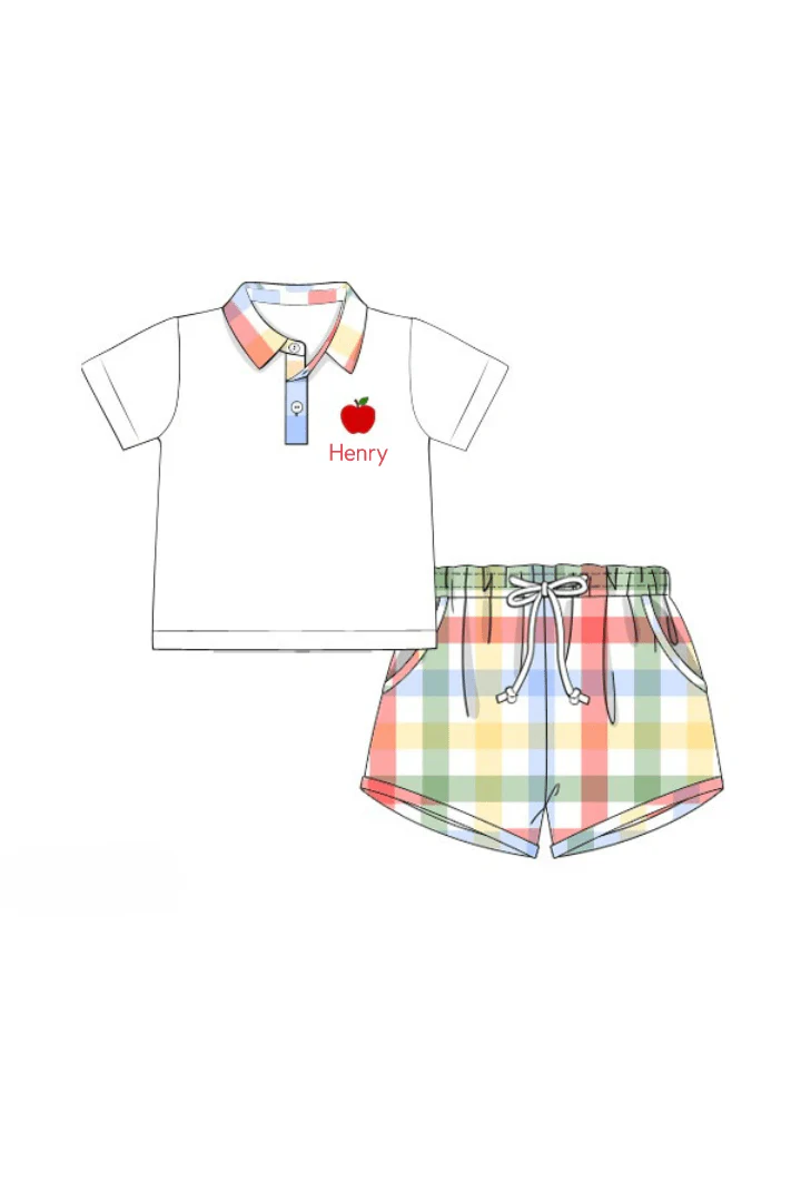 Back To School Plaid Polo Short Set - Image 3