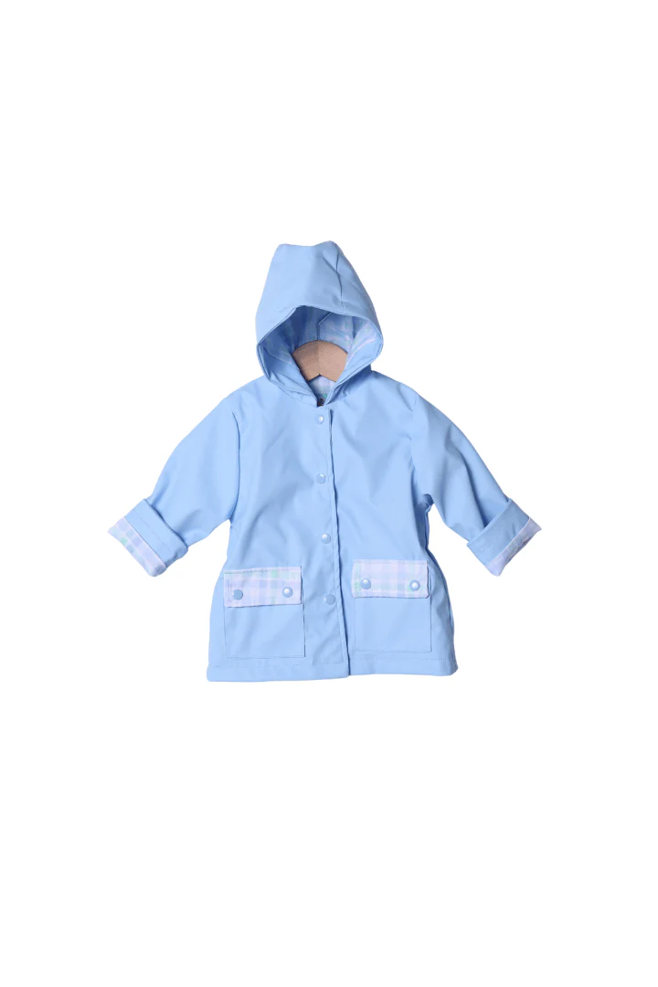 Blue and Green Plaid Raincoat - Image 2