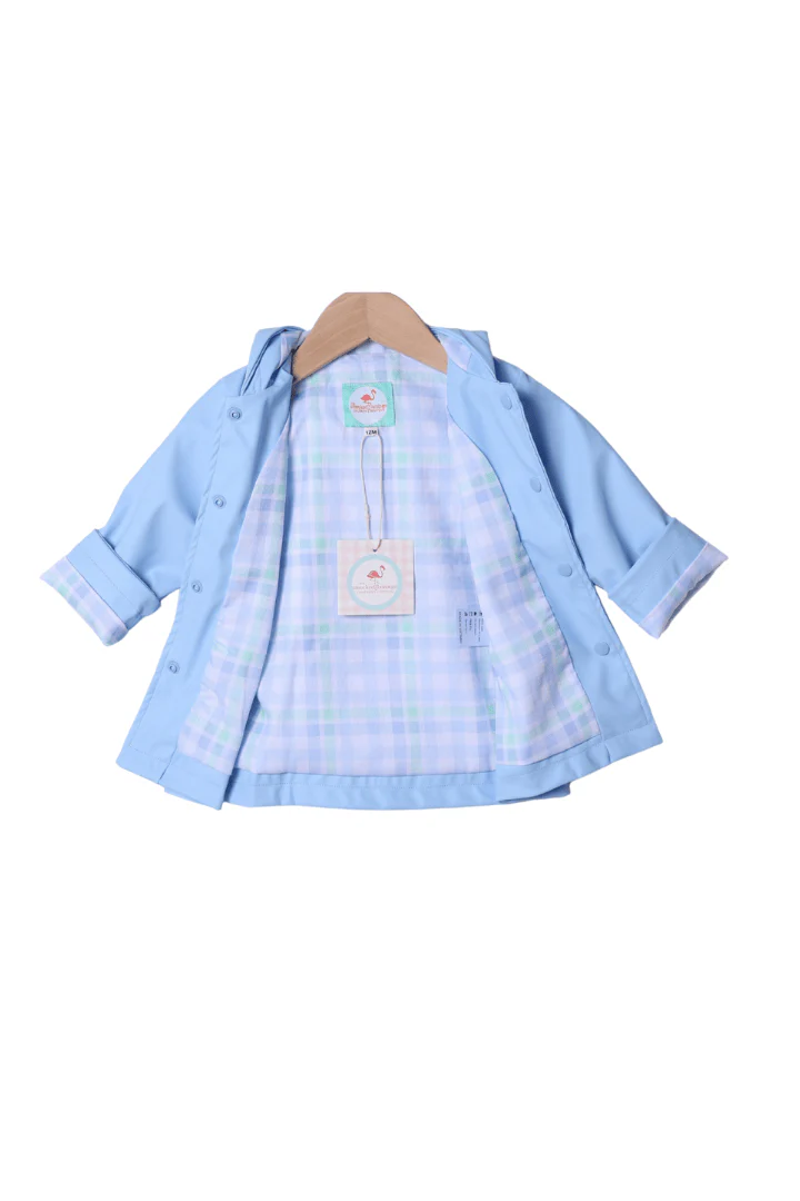 Blue and Green Plaid Raincoat - Image 3