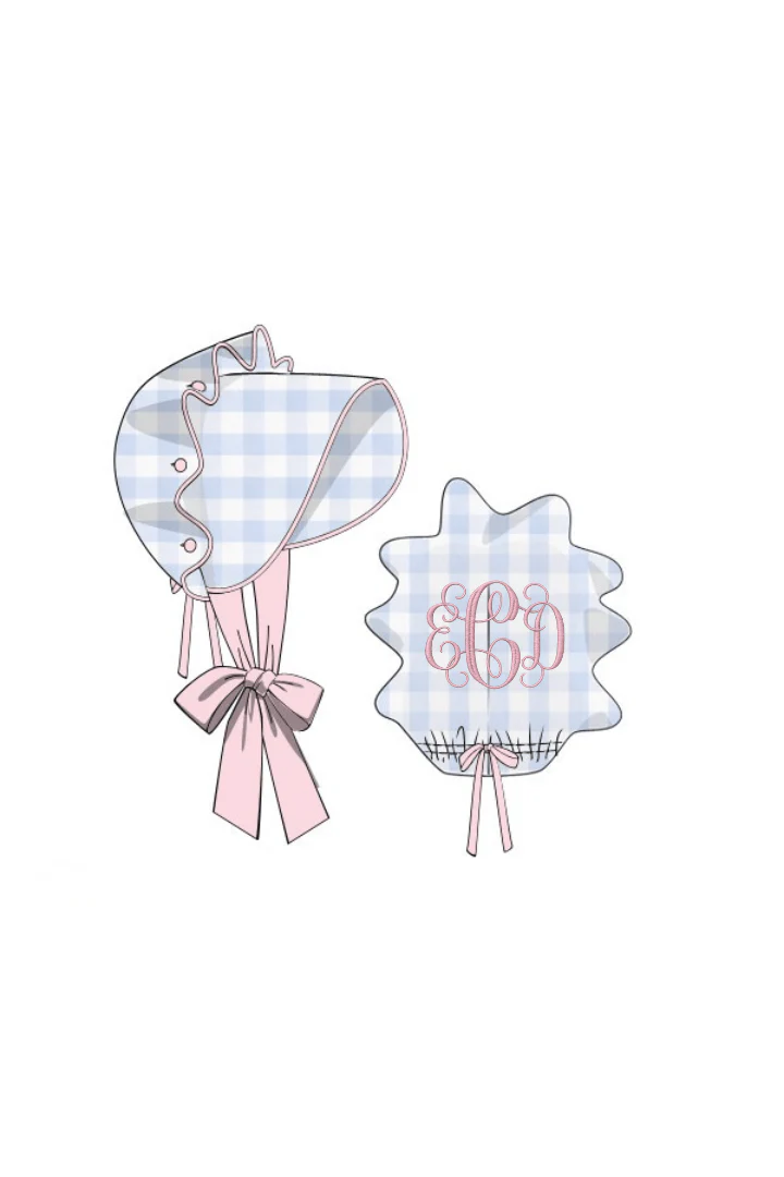 Blue and Pink Buffalo Check Bonnet - Image 5