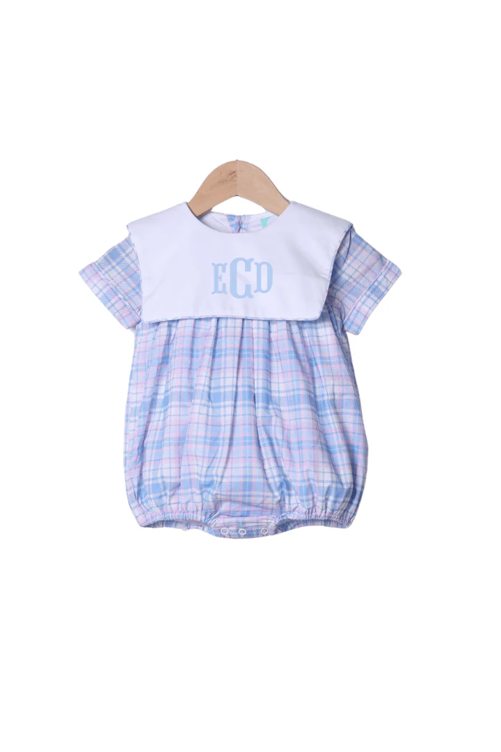 Blue and Pink Plaid Bib Bubble