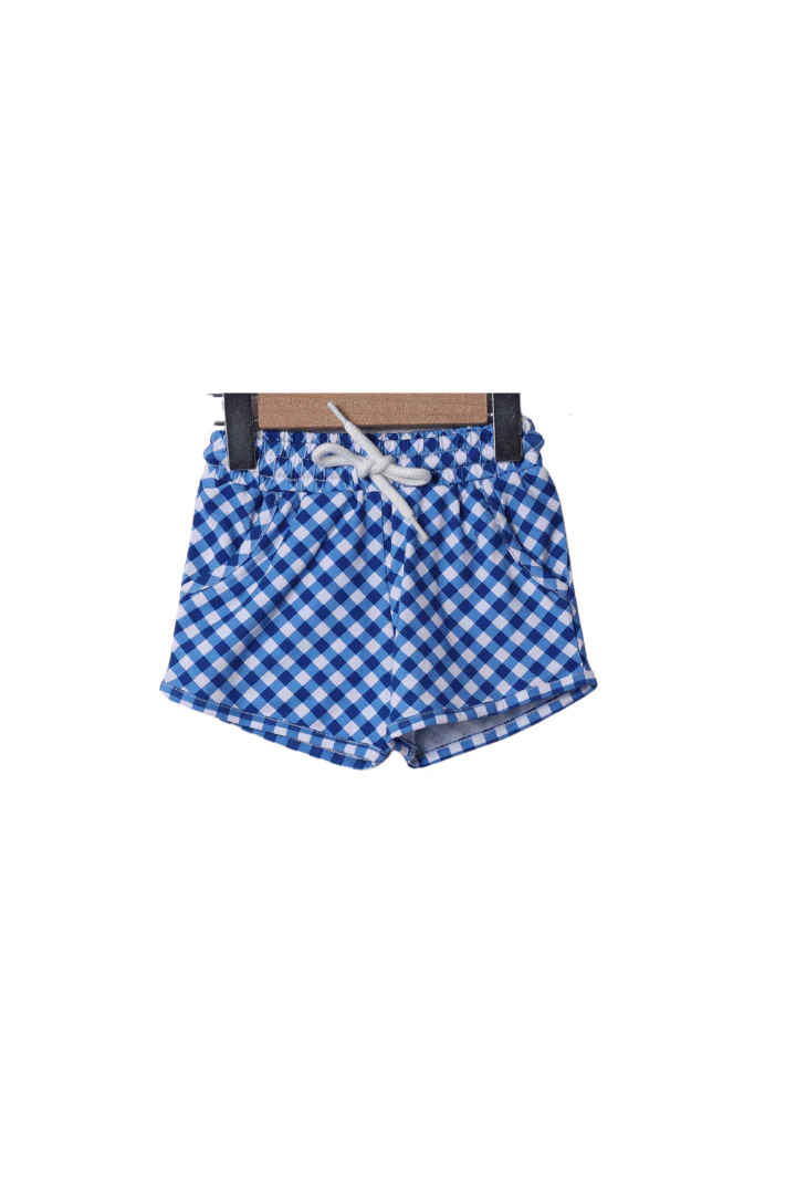 Blue Gingham French Knot Football Short Set - Image 3