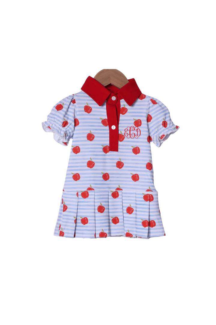 Blue Stripe Apple Polo Dress