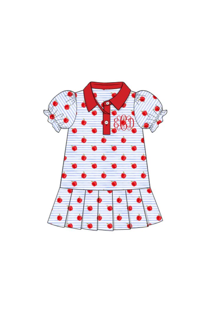 Blue Stripe Apple Polo Dress - Image 2