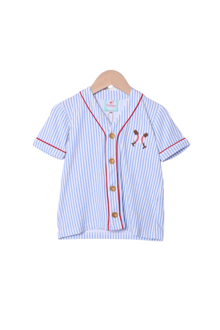 Blue Stripe Baseball Jersey - Image 2
