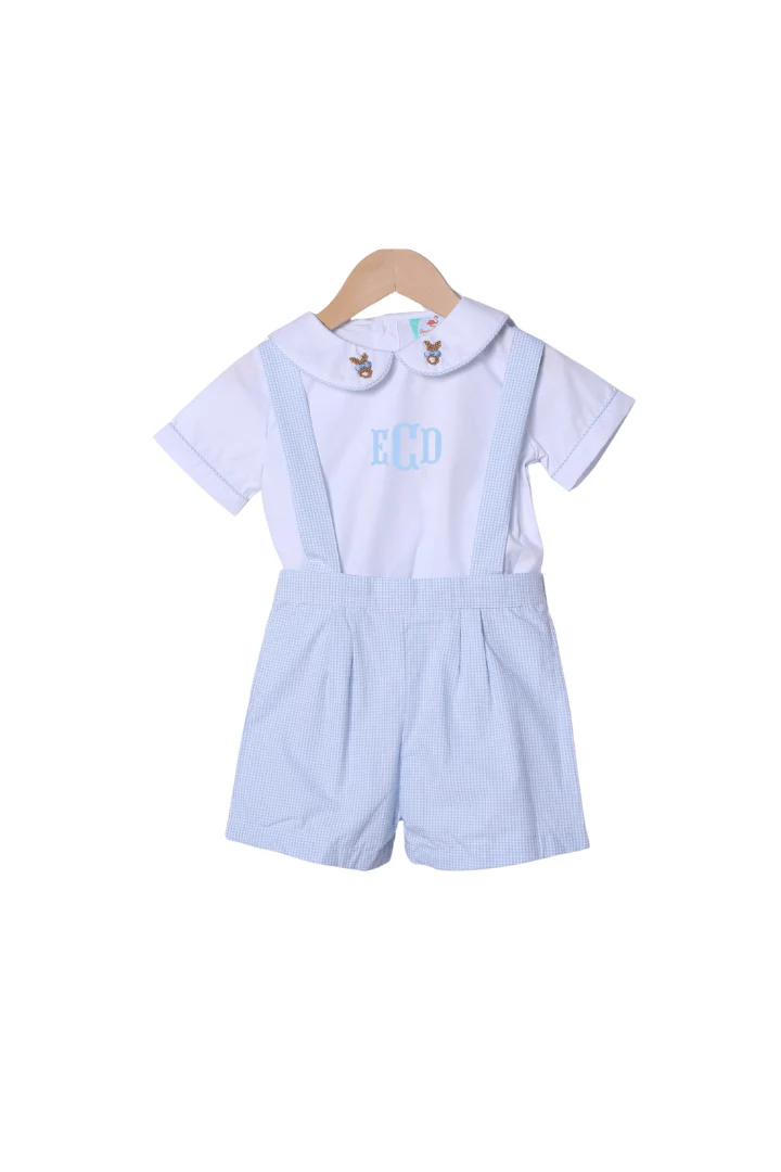 Bunny Blue Gingham 2Pc Short Set