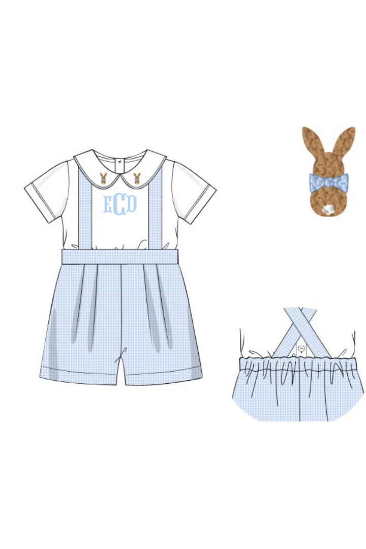 Bunny Blue Gingham 2Pc Short Set - Image 2