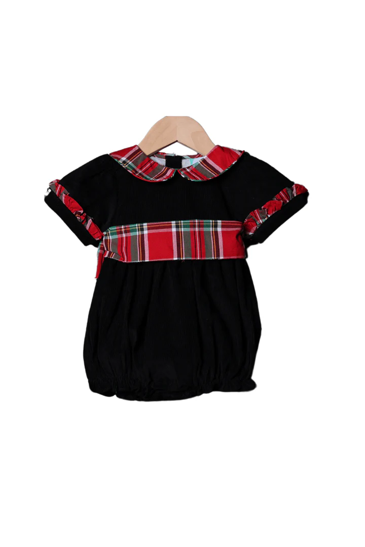 Christmas Plaid Corduroy Bow Bubble
