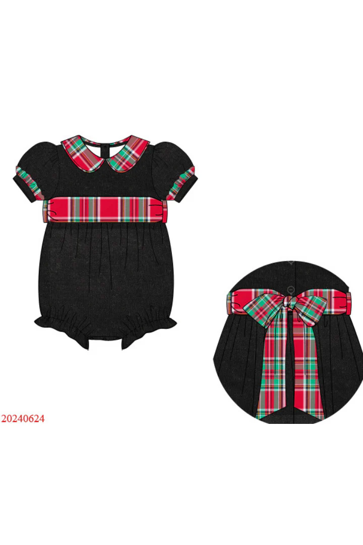 Christmas Plaid Corduroy Bow Bubble - Image 3