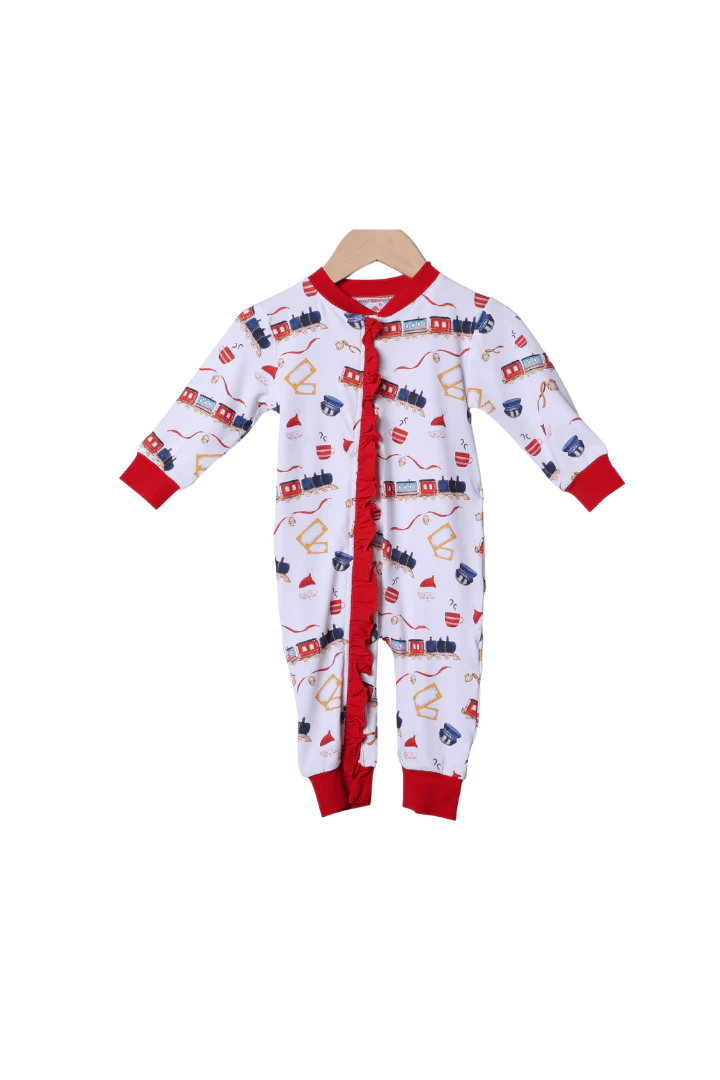 Christmas Train Zippy Ruffle Romper