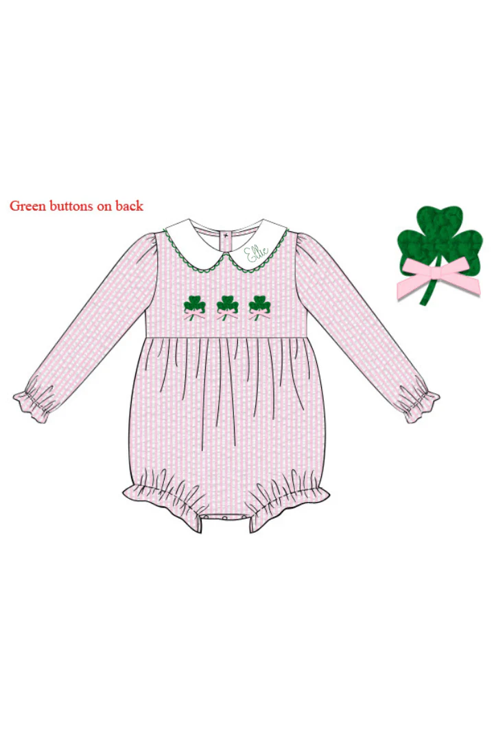 French Knot Clover Pink Seersucker Bubble - Image 2