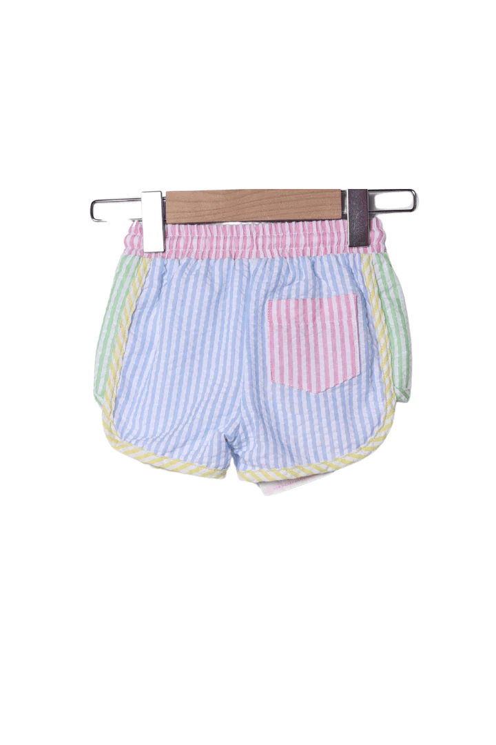 Color Block Seersucker Swim Trunks - Image 2